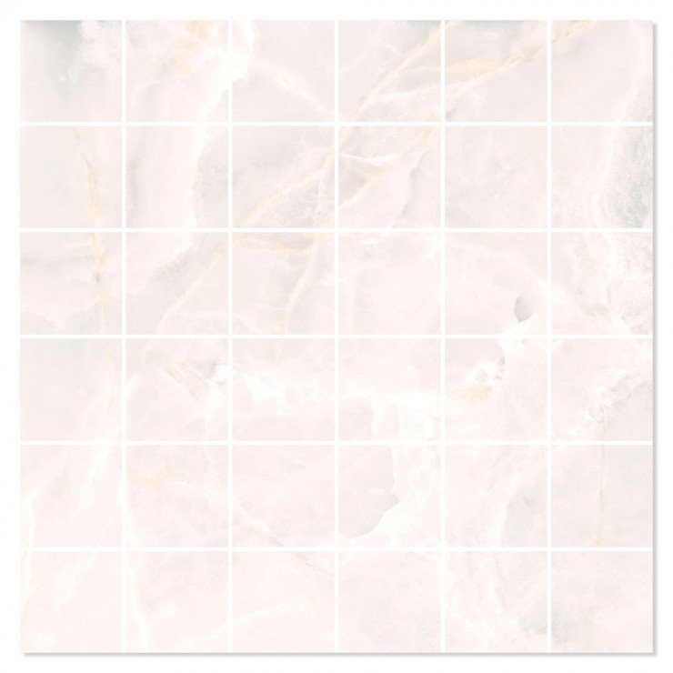 Marmor Mosaik Klinker Lux Cirrus Vit Polerad 30x30 (5x5) cm-0